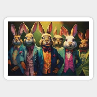 The Dapper Hares: Stylish Rabbits Ready for a Night on the Town Sticker